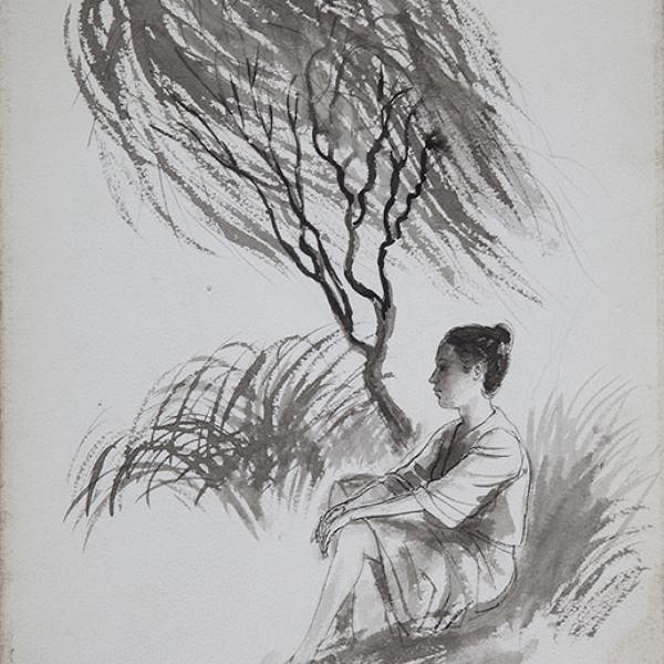 Mujer bajo un árbol